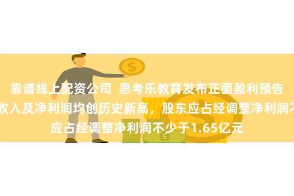 靠谱线上配资公司  思考乐教育发布正面盈利预告：预期2024年收入及净利润均创历史新高，股东应占经调整净利润不少于1.65亿元